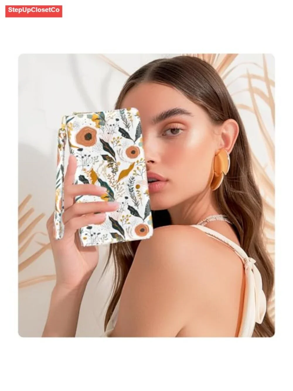 RFID Wristlet Wallet with 12 Card Slots, Phone Holder, PU Leather Clutch